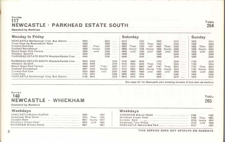 Northern timetable No. 117