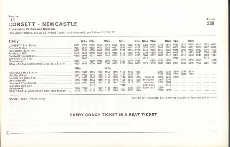 Northern timetable No. 11