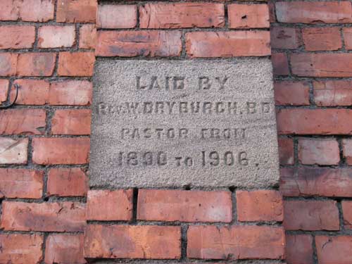 Foundation stone laid by Reverend William Dryburgh
